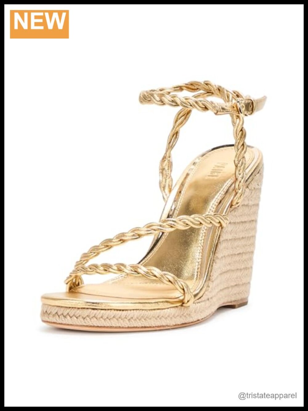 Metallic Leather Wedge Sandal Square Toe Ankle Strap Platform